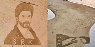 Sand artists draw stunning portrait of SRK in Pakistan's Gadani Beach