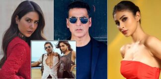 Akshay Kumar Goes Shirtless Dancing With Mouni Roy, Sonam Bajwa, Shah Rukh Khan Fans Troll Him Fuelling The War As AK Fans Hit Back “SRK Did Bhajan With Deepika Padukone In Pathaan” Akshay Kumar Dances Shirtless With Mouni Roy & Sonam Bajwa Begins War Between His & Shah Rukh Khan's Fans - Read