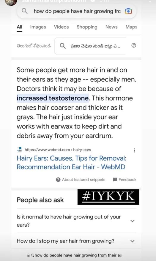 Did Samantha Ruth Prabhu Mock The Producer With A Cryptic Post That States' Hairy Ears Because Of Increased Testosterone'?