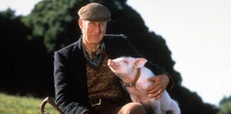 James Cromwell recreates 'Babe' scene with rescue piglet named after movie