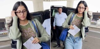 Navya Naveli sports nerdy look as she walks to board flight at Mumbai airport