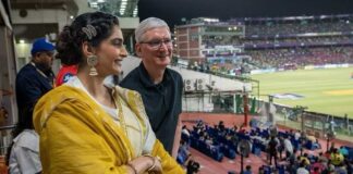 Sonam Kapoor Gets Trolled As She Watches An IPL Match With Tim Cook Wearing A Saree With Accessories, Netizens Ask “She’s Dressed Like She’s Going To A Marriage Reception” Sonam Kapoor Gets Trolled For Wearing A Saree & Jhumka At An IPL Match
