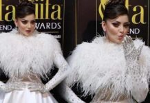 After Cannes Film Festival, Urvashi Rautela Steals Attention at IIFA 2023 in White Atelier Zuhra Feather Gown looking like a Princess Elsa from Frozen