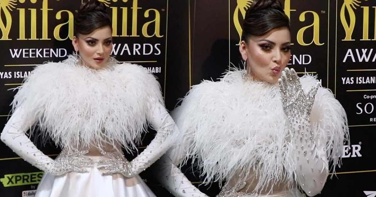 After Cannes Film Festival, Urvashi Rautela Steals Attention at IIFA 2023 in White Atelier Zuhra Feather Gown looking like a Princess Elsa from Frozen