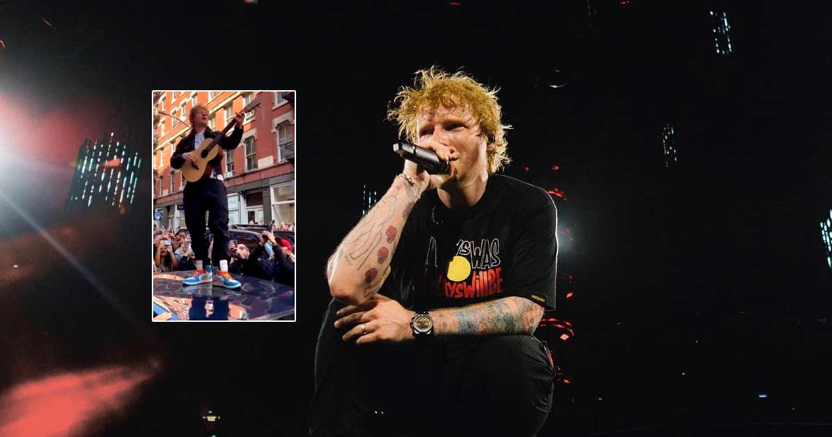 Ed Sheeran surprises fans with performance on top of car in New York