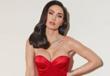 Megan Fox Gives A Scintillating View Of Her Assests As Steps Out In A Black Body Hugging -See- Through Dress With A Deep -Plunging Neckline For An Event Launch