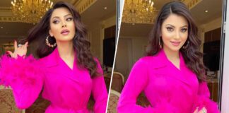 Urvashi Rautela Radiates Charm in Elegant Silk Feather Fuchsia Pink Dress, that will make you drool over her candid clicks