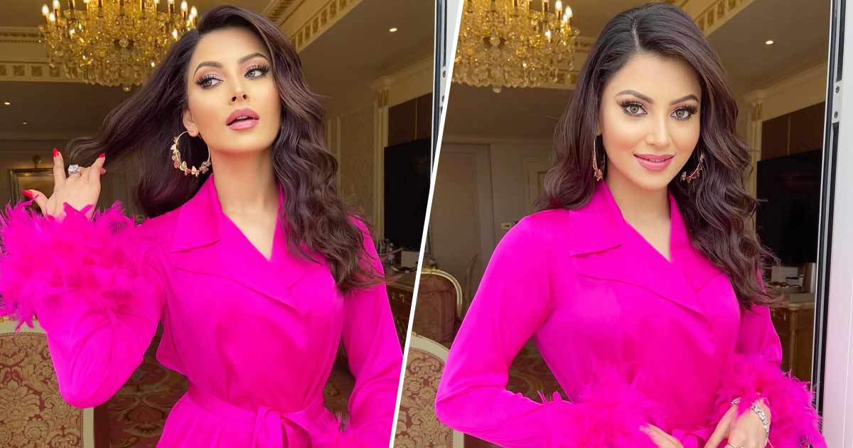 Urvashi Rautela Turns 'Gulabo' As She Slays In A Fuchsia Pink Ensembles  Complete With Feather Details & A Matching Satin Belt