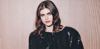 When Alexandra Daddario Wore A White Satin Br* Underneath A Shrug & Put Her B**bs On Show