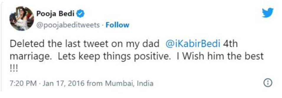 Pooja Bedi Once Got Nasty & Called His Father Kabir Bedi's 4th Wife Parveen Dusanj A ‘Wicked Witch’, Read On (Picture Credit: Instagram)