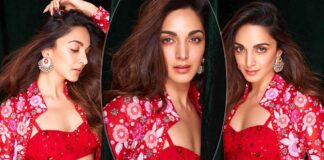 Kiara Advani Dons An Embroidered Red Ensemble With Plunging Neckline Crop-Top Worth 2 Lakhs For ‘Sun Sajni’ Launch - Take A Look