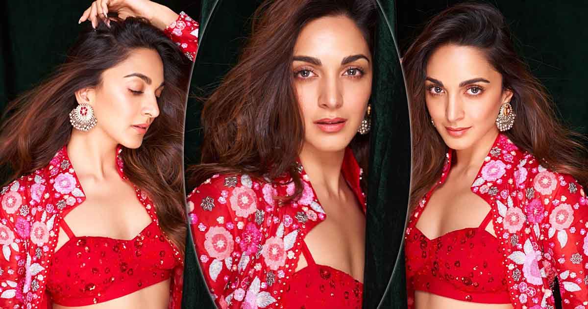 Kiara Advani Dons An Embroidered Red Ensemble With Plunging Neckline Crop-Top Worth 2 Lakhs For ‘Sun Sajni’ Launch - Take A Look