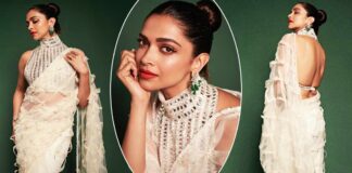 Deepika Padukone Makes A Glamorous Appearance By Wearing A White Saree & Pairing It With A Backless Blouse