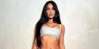 Kim Kardashian Almost Flashes Her B**bs While Trying On A S*xy Neon Green Lingerie From Her New Collection