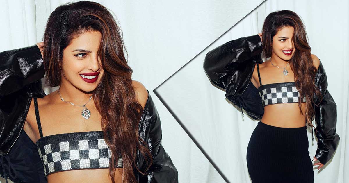 Priyanka Chopra Slips Into A Symmetric Checked Bralette, Pairs It With A Body-Hugging Skirt