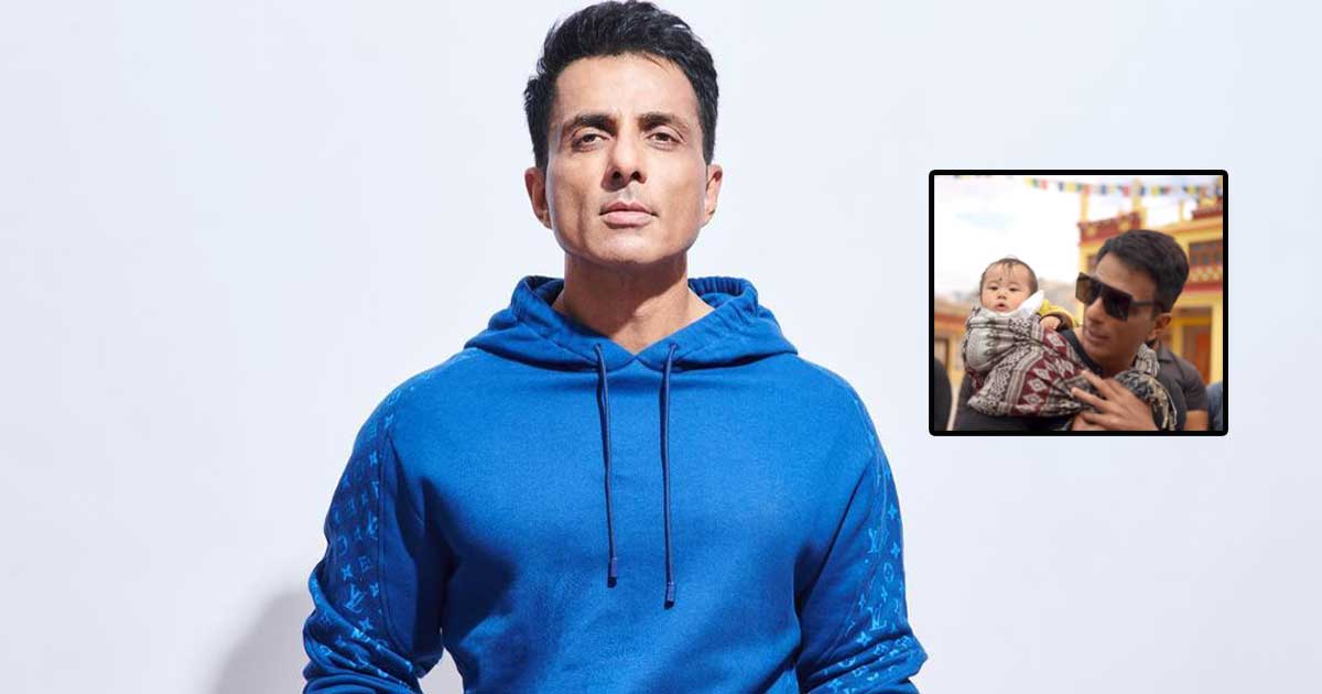 Sonu Sood turns 'babysitter' as he gives piggyback ride to baby in Kaza