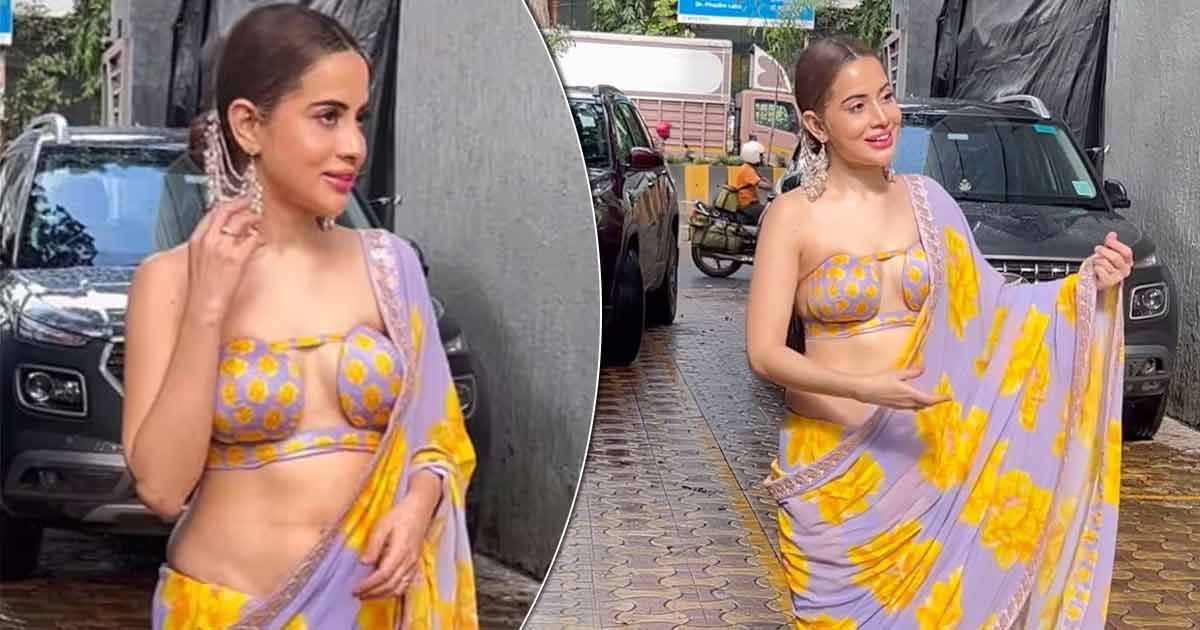 Uorfi Javed Looks Beautiful As She Steps Out In A Floral Saree With Backless Plunging Neckline Blouse, Putting Her Cleav*ge On Display - Take A Look