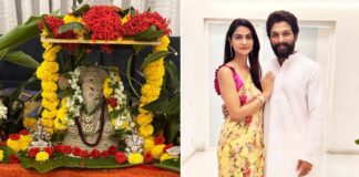 Allu Arjun poses with wife Sneha as he shares glimpse of Ganesh Chaturthi celebration