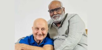 Anupam Kher shares a musical moment with M.M Keervani on piano
