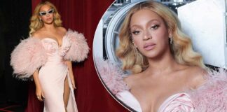 Beyonce Exudes Grace & Elegance As She Flaunts Her Toned-Legs In Pastel Pink Rose-Inspired Outfit With Dramatic Feather Sleeves, The Queen’s Attitude Is Enough To Make Us Weak On Our Knees!
