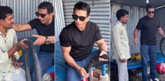 'Gareebo Ka Masiha' Sonu Sood fixes puncture in local repair shop; fans shower love