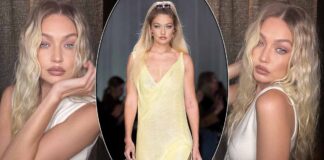 Gigi Hadid Wears A S*xy White Pantsuit & Flaunts Her Navel As She Attends The Launch Event In Milan