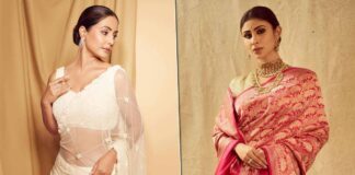 Hina Khan’s Minimalistic & Sheer White Saree Or Mouni Roy’s Gorgeous Rani Pink Royal Kanjeevaram Look – Vote For Your Favourite Desi Diva