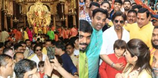SRK seeks blessings at Lalbaugcha Raja with AbRam