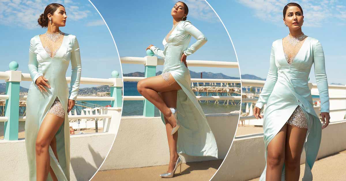 When Hina Khan Turned Into A Temptress In A S*xy, Cleav*ge Flaunting Pale Blue Ensemble That Showed Off Not Only Her Toned Legs But Her Thighs Too