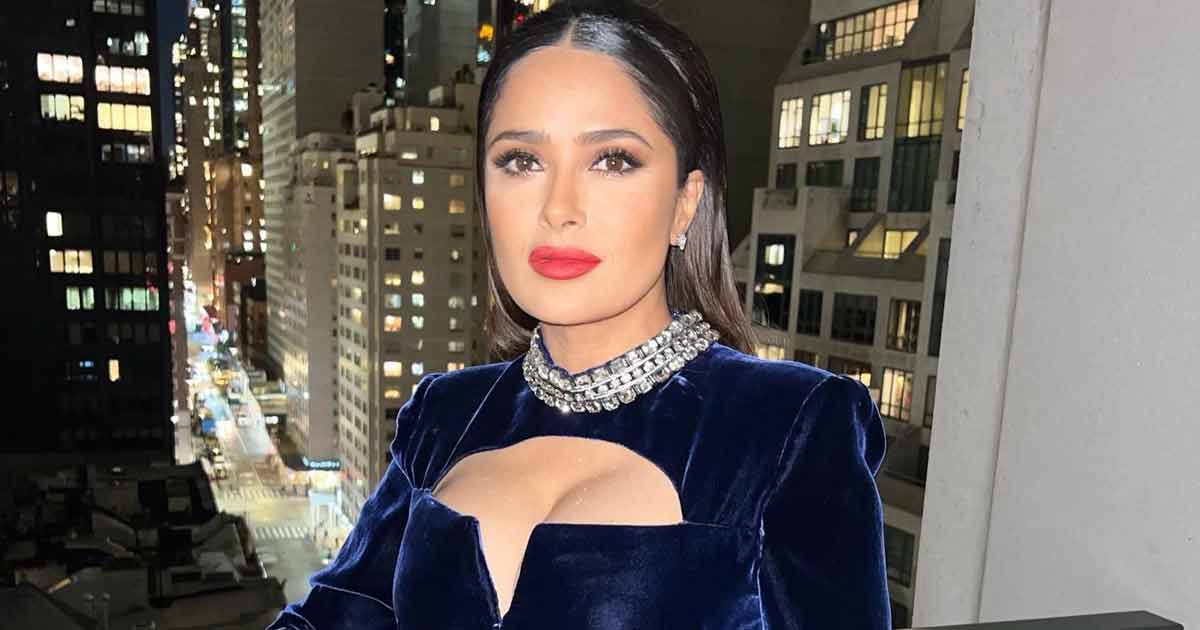 When Salma Hayek Slipped Into A Black Bikini & Layered It With A Matching Crochet Kaftan