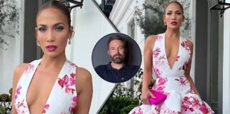 Jennifer Lopez Stuns In A Corsety Foral Gown With A Plunging Neckline & Showing Off Her Assets, Served Princessy Vibes - Belle Is That You?
