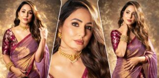 Hina Khan 'Looks Like A Wow" As She Brings Diwali Fashion Game Earlier By Draping Herself In A Magenta-Hued Six Yards Of Beauty