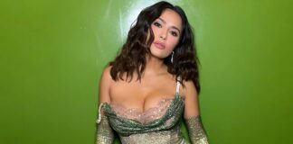 Salma Hayek’s Met Gala Debut In 1997 Saw Her Arrive In A Glamorous Black Dress With Thigh-High Risky Slit