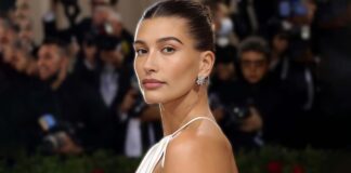 Hailey Bieber In A Pair Of White Lingerie