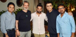 Devara Part 1: Apoorva Mehta, Anil Thadani, Jr. NTR, Karan Johar and Koratala Siva (L to R)