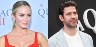 Emily Blunt and John Krasinski addressing divorce rumors at an event