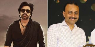 Pawan Kalyan in a scene from the movie BRO, alongside co-star Sai Dharam Tej.