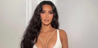 Kim Kardashian recreated iconic pose ar Skims Xmas Party