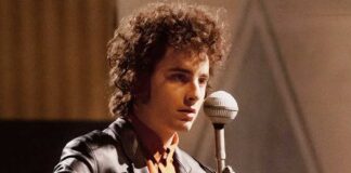 Timothée Chalamet ricos the role as Bob Dylan