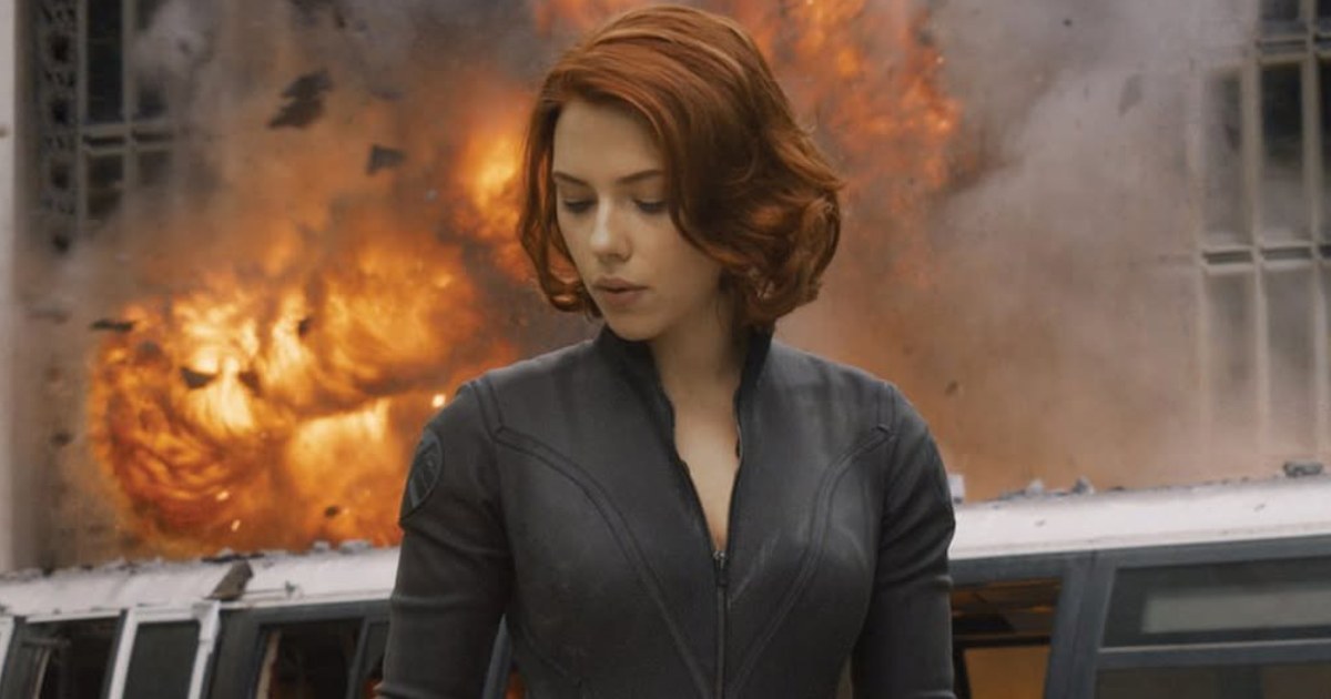 Scarlett Johansson In Black Widow Costume Pose