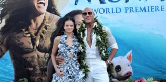 Moana World Premiere: Dwayne Johnson Channels Maui With His Iconic Hook On The Blue Carpet Dwayne Johnson at Moana World Premiere